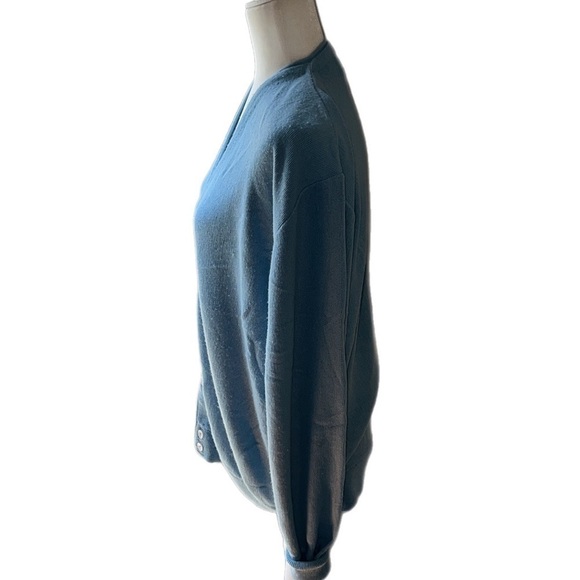 Vintage Ash Creek Grandpa Sweater Baby Blue Knit Button Up V-Neck Cardigan  L - Picture 3 of 9